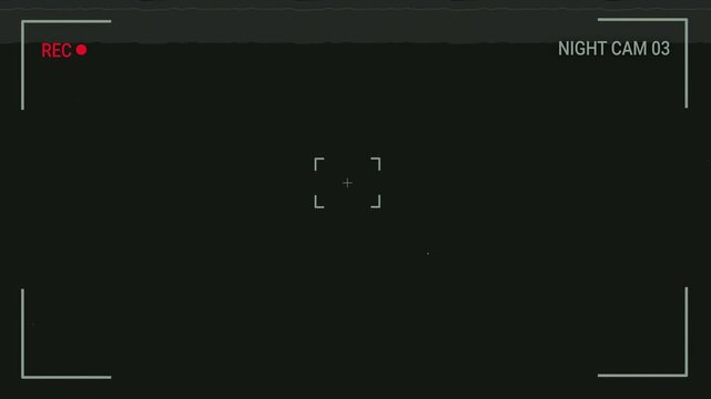 Night Vision Security Camera Recording Screen Overlay with REC Indicator glow, VHS Static Noise Overlay Effect and wiggle style. 4K Video