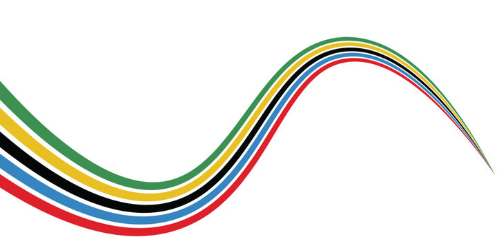abstract wavy stripes with the colors of Paris Olympics games 2026 . vector illustration