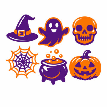Iconos retro de Halloween vibrantes