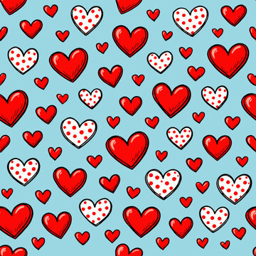 Patr&oacute;n de corazones sobre fondo azul