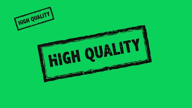 high quality stamp label green marketing badge, product quality seal typography motion graphic, premium quality tag commercial animation
