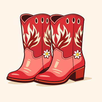 Botas vaqueras rosa y coral