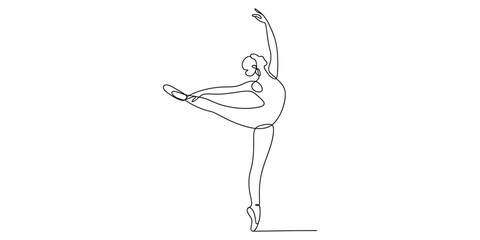 Continuous line drawing of a graceful ballerina dancing © Pulok