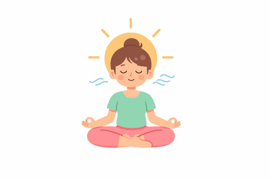 Mujer meditando con el sol brillante