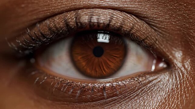 This shows a close-up of a brown eye receiving a precise application of black eyeliner, highlighting the delicate touch and attention to detail in a beauty routine.