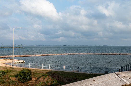 view of the Gulf of Mexico from the beach in Texas