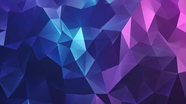 Animated abstract polygonal background morphing with blue and pink low poly triangles. Digital pattern motion graphic texture with changing geometric shapes.