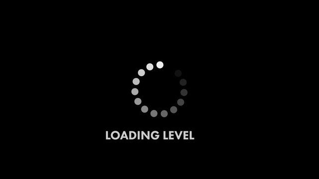 4K Loading Progress Screen with Animated Rotating Circle and White Text