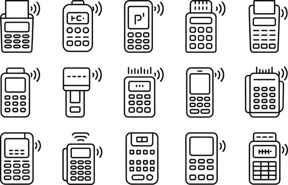 Payment Terminal and Device Silhouette Collection Vector Set