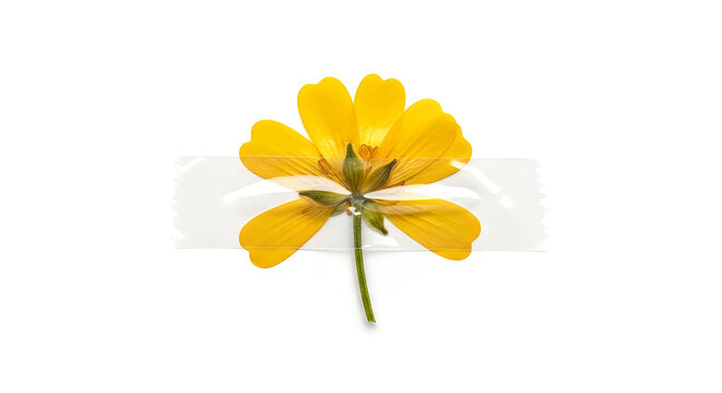 Bright yellow four-leaf clover on green stem