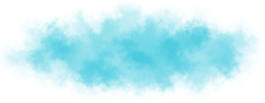 Blue fog cloud isolated on transparent white background, Floating colorful fog or smoke overlay effect, Air cloud fog special effect. Graphic design elements, PNG