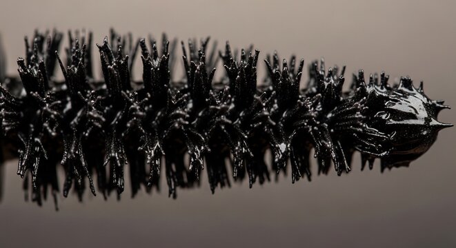 Close up of black caterpillar crawling.