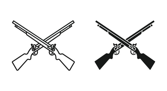 Crossed muskets icon, vintage rifles symbol, vector illustration