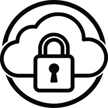 Modern cloud security logo with shield icon representing data protection cyber security network safety secure storage technology vector design