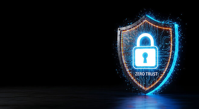Zero Trust Cybersecurity Shield Data Protection Network Security Concept