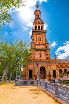 The stunning Plaza de Espana, Seville, Andalusia, Spain, built for the Ibero-American Exposition of 1929, designed by Anibal Gonzalez