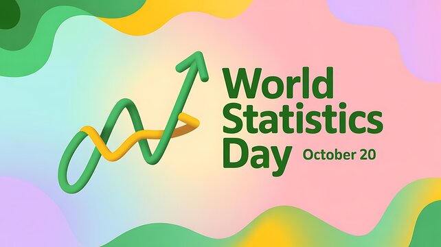 World statistics day with upward trend graph and wavy background statistics analysis business information
