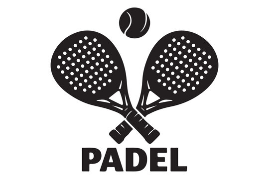 Padel tennis emblem for club. Team paddle rackets diamond shapes badge. Sport icon. Silhouettes of tournament palas. Recreation symbols. Vector illustration isolated on White background 