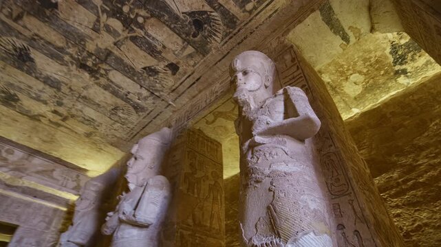 Abu Simbel temple, Egypt, with massive Ramesses II statues 