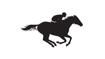 Horse riding silhouette of an equestrian on a galloping horse with flowing mane and dynamic motion featuring rider, moving, action pose with athletic © Olise