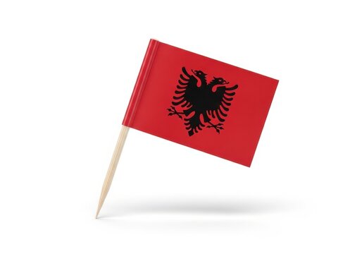 Small toothpick flag of albania isolated on white background