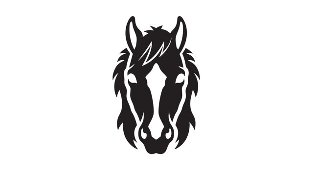 Devil head silhouette icon with fiery flames and sharp horns, gothic tattoo style for sports and gaming branding
