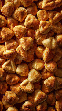 Golden Kyrgyz Boorsok - Traditional Fried Dough Diamonds for Dastarkhan Celebration Flat Lay