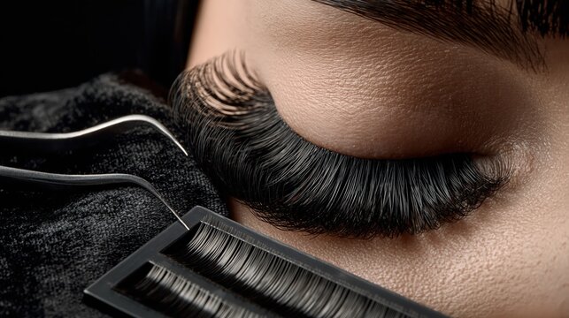 A volume lash extension fan application.