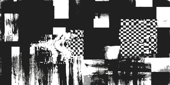 Abstract black and white geometric pattern with square shapes and high contrast digital art texture design