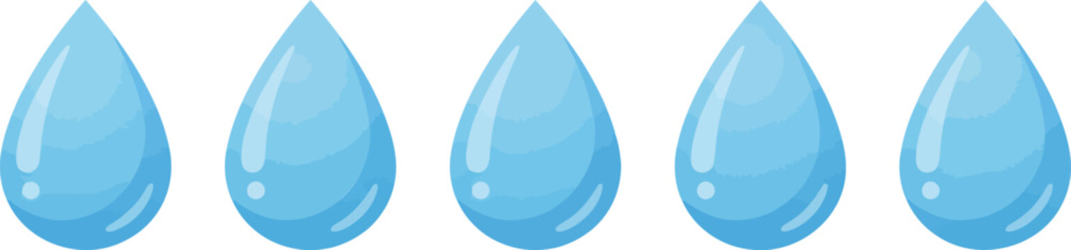 Five blue water drops for design