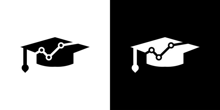 logo combination of toga hat with technology graphic