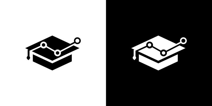 logo combination of toga hat with technology graphic