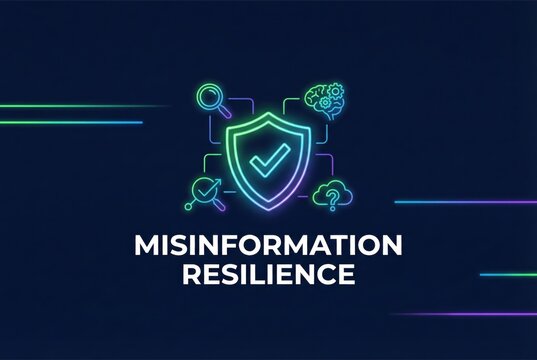 Digital shield against misinformation, emphasizing resilience through analytical frameworks, information verification, and cognitive reinforcement for security mindset