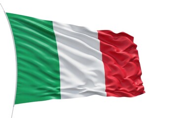 Fototapeta premium Flag of italy waving in the wind, isolated on white background