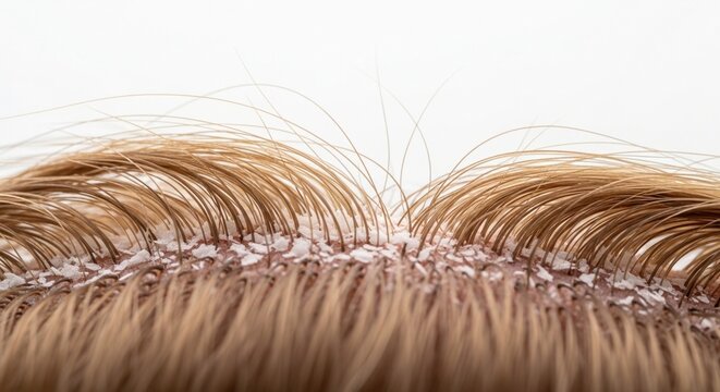 Close-up of human hair strands with visible split ends, natural lighting, detailed texture, health and beauty concept