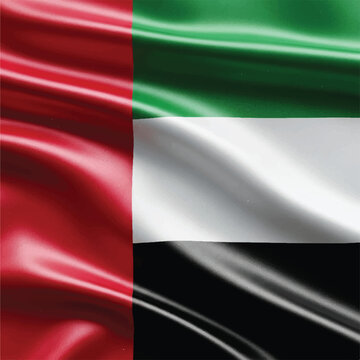 3D UAE Flag Silhouette Realistic Fabric Texture Rendering
