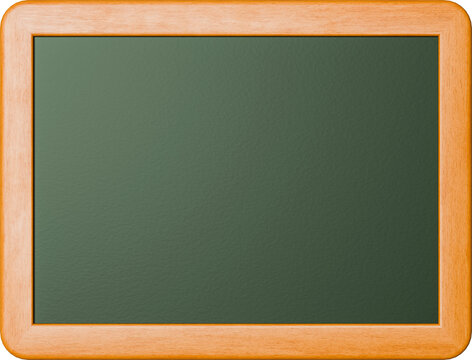 Old style writing tablet for school kids with wooden frame and green writing area. Top down view. Isolated on transparent background. Analog world concept