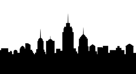Obraz premium Black City Skyline Silhouette Illustration on White Background