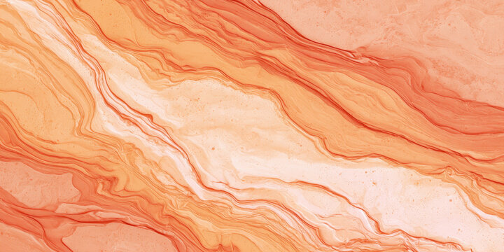 Realistic Orange Marble Texture Amber Peach Waves