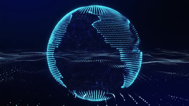 Digital Earth wireframe with glowing data points