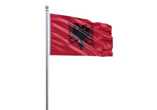 Albanian flag isolated on white background