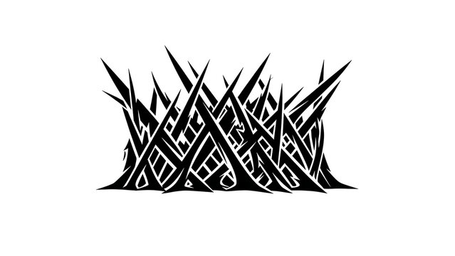 Black tribal arrowhead pattern isolated on a transparent background