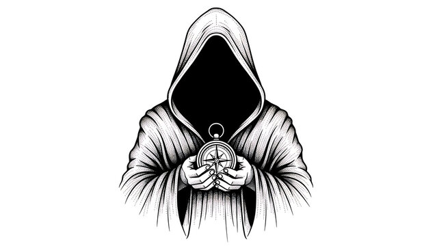 Blackwork tattoo of a skull with flowers isolated on a transparent background
