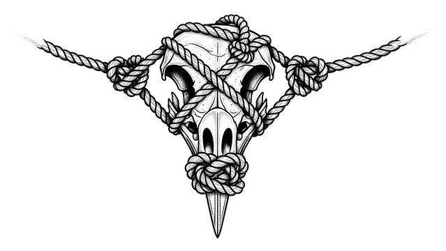 Blackwork tattoo of intricate floral isolated on a transparent background