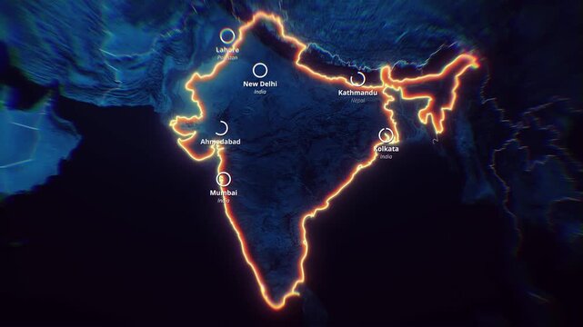 INDIA Map Neon Glow Animation | Technology