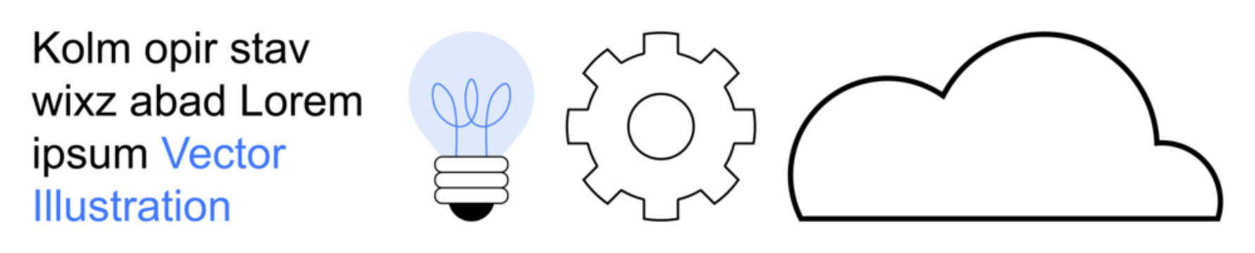 Innovation, technology development, cloud computing, energy ideas, creative processes, technical design. ion of a light bulb, gear and cloud. Innovation and technology development concept