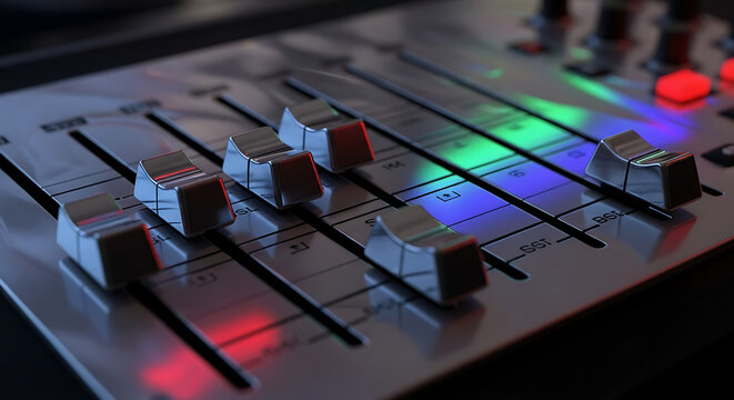 Professional Audio Mixing Console with Illuminated Faders