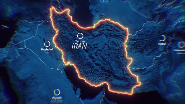  IRAN Map Neon Glow Animation | Technology