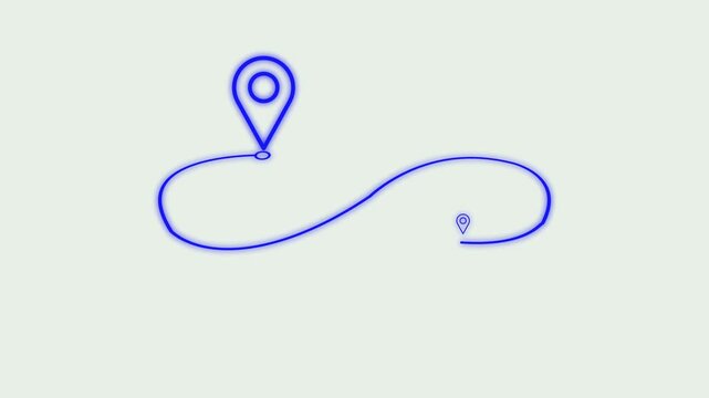 location icon map animation on black background for navigation and travel concepts and route map animation.
