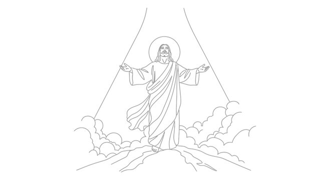 Jesus Christ statue with outstretched arms.
